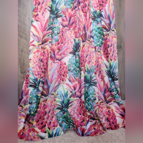 J. Crew NWOT Painted Pineapple Print Speghetti Strap Midi Dress Size 4 Women's - Picture 10 of 13